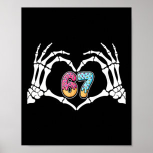 Poster Six Seven Ice Cream Drip 67 Meme Skeleton Mains Si