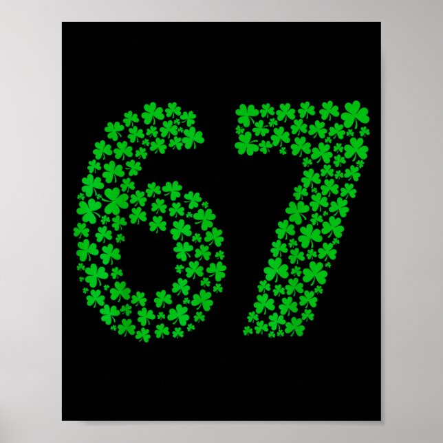 Poster Six Seven Meme 67 St Patrick's Day Shamrocks Men W (Devant)