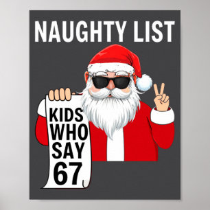 Poster Six Seven Meme Drôle de Noël Liste des Vilains Enf