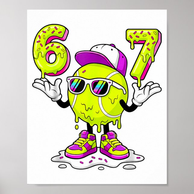 Poster Six Seven Meme Tennis Ice Cream Drip 67 For Kids B (Devant)