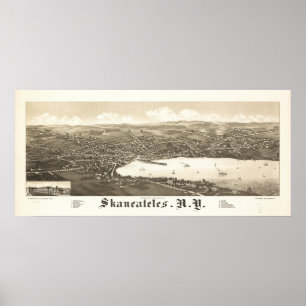 Poster Skaneateles New York 1884 Antique Panoramic Map