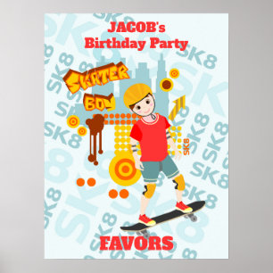 Poster Skate Park Fun Boy Fête d'anniversaire