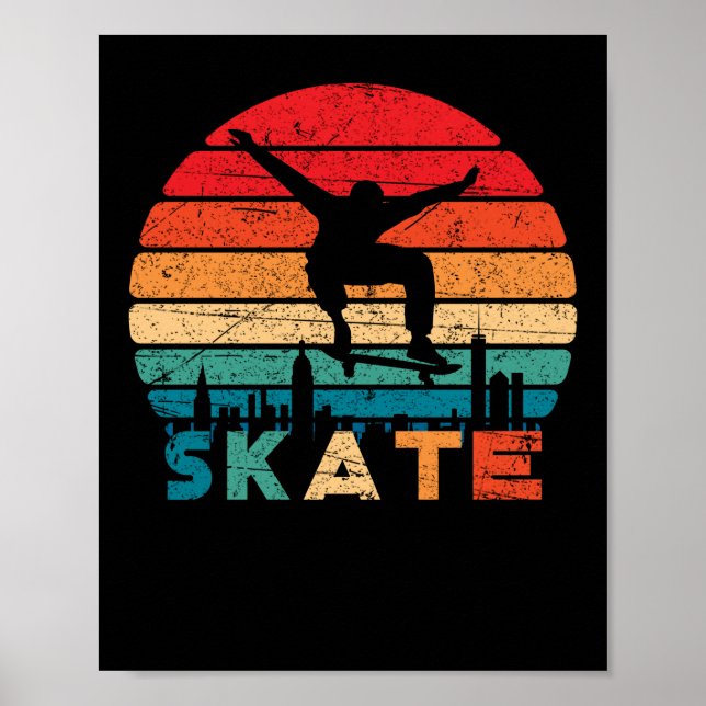 Poster Skate Retro Skate Vintage Coucher de soleil (Devant)