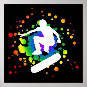 Poster skateboard : bulles :