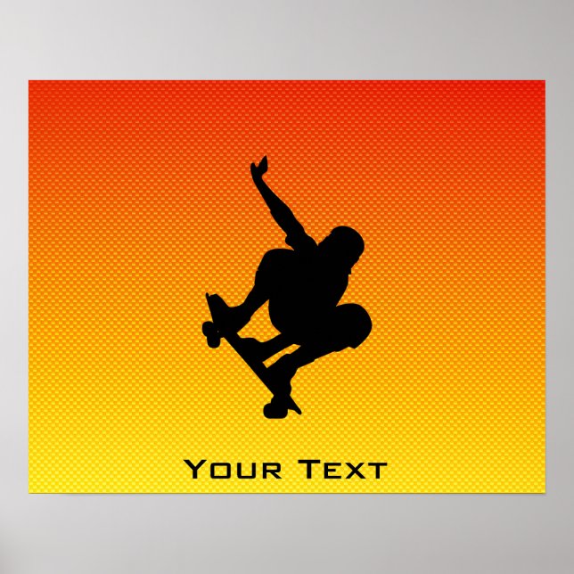 Poster Skateboard jaune orange (Devant)