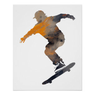 Poster Skateboard Jeu Sport Défi Illustration Pop