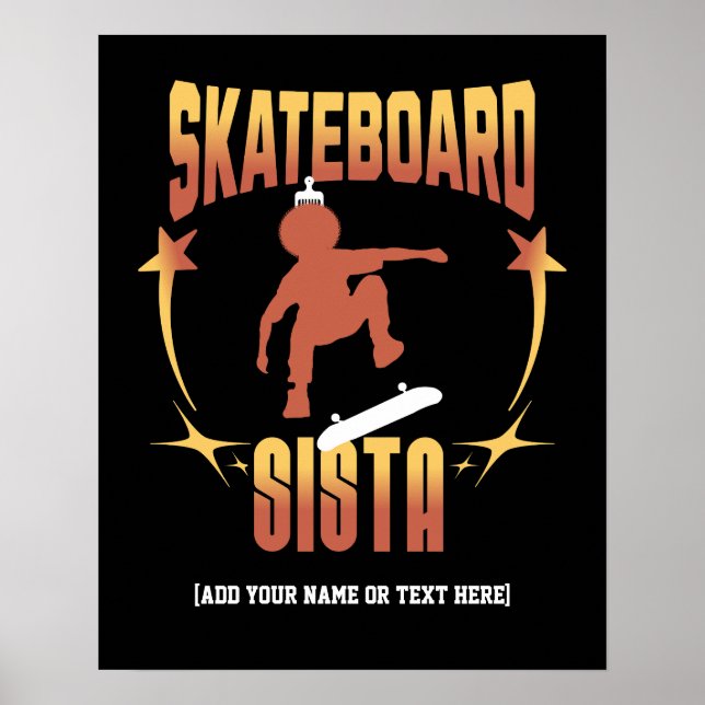 Poster SKATEBOARD SISTA Afro Skateboard sur mesure (Devant)