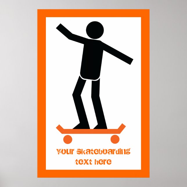 Poster Skateboardeur sur son skateboard personnalisé (Devant)