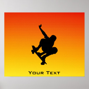 Poster Skateboarding jaune-orange