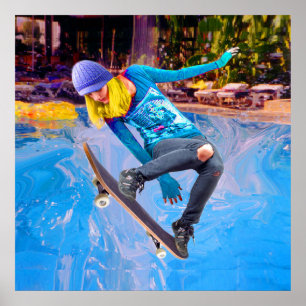 Poster Skateboarding on Water