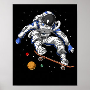 Poster Skateboarding pour l'astronaute spatial