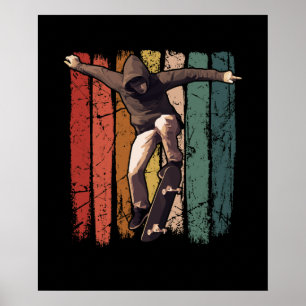 Poster Skateboarding - Vintage Retro Skateboarder