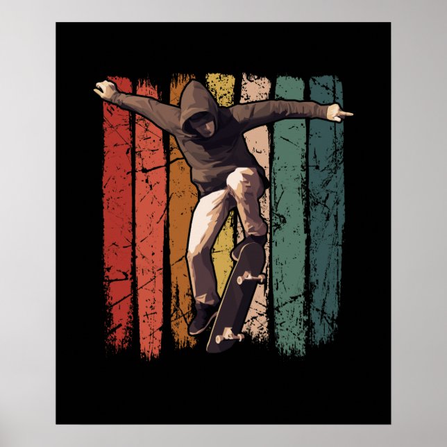 Poster Skateboarding - Vintage Retro Skateboarder (Devant)