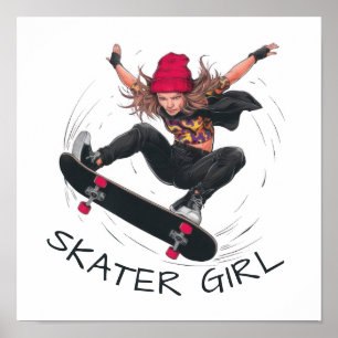 Poster Skater Girl Skateboard
