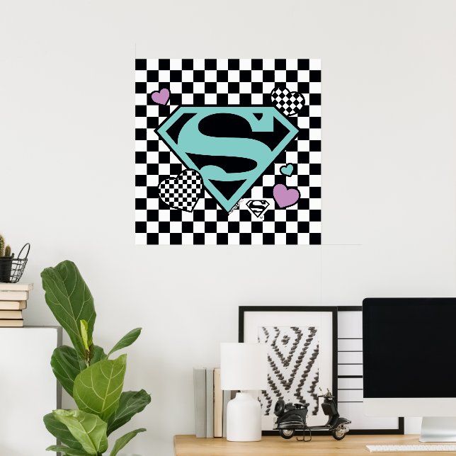 Poster Skater Girl Supergirl Coeurs S-Shield (Bureau à domicile)