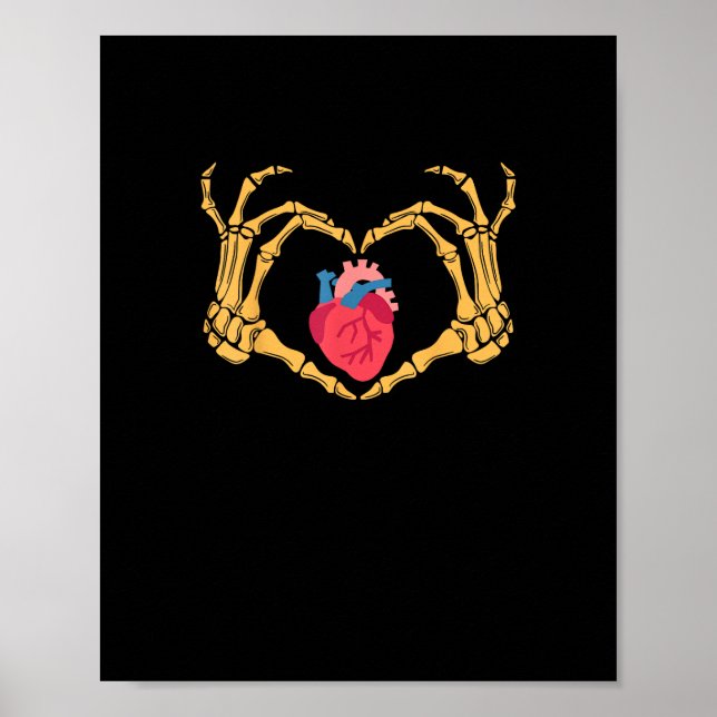 Poster Skeleton Anatomie du coeur de la main Cardiac Cvic (Devant)