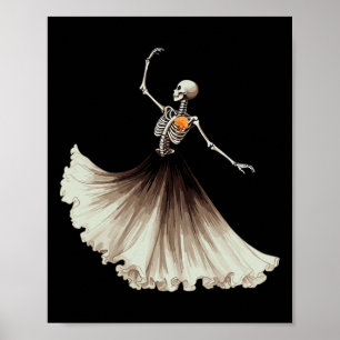 Poster Skeleton Ballerina Ballet Danse Halloween Femmes G