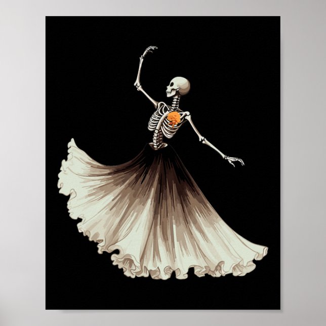Poster Skeleton Ballerina Ballet Danse Halloween Femmes G (Devant)