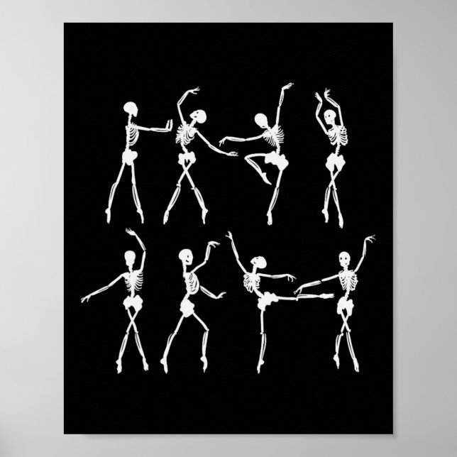 Poster Skeleton Ballerinas Ballet Dance Cute Halloween Co (Devant)