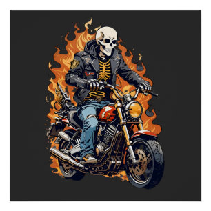 Poster Skeleton Biker   Motorcycle Lover   Haut cyclisme