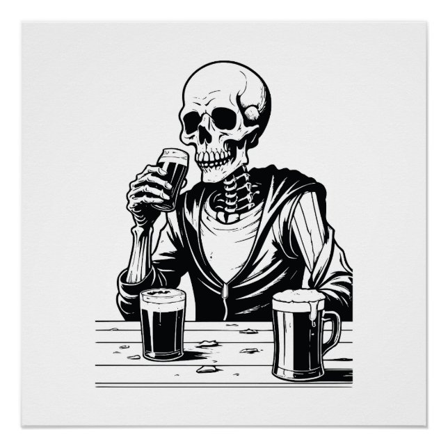 POSTER SKELETON BOIRE BIÈRE (Devant)