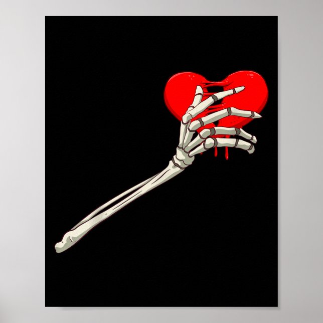 Poster Skeleton Broken Heart Bones Divorce Breakup Heartb (Devant)