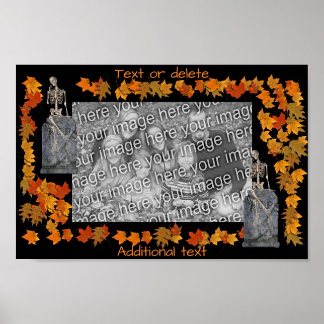 Poster Skeleton Cadre Halloween Créez votre propre photo (Devant)