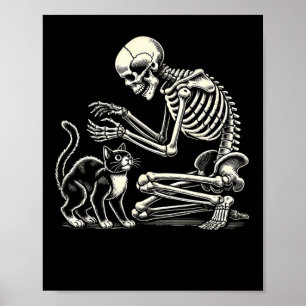 Poster Skeleton Cat Art For Men Femme Feline Costume Hall