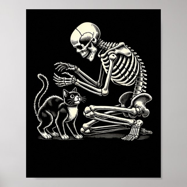 Poster Skeleton Cat Art For Men Femme Feline Costume Hall (Devant)