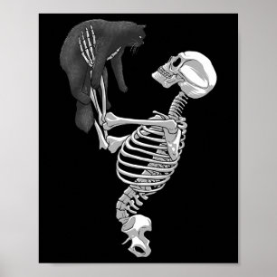 Poster Skeleton Cat Art For Men Femme Feline Costume Hall