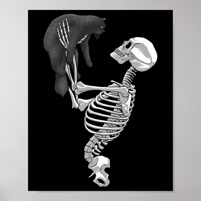 Poster Skeleton Cat Art For Men Femme Feline Costume Hall (Devant)