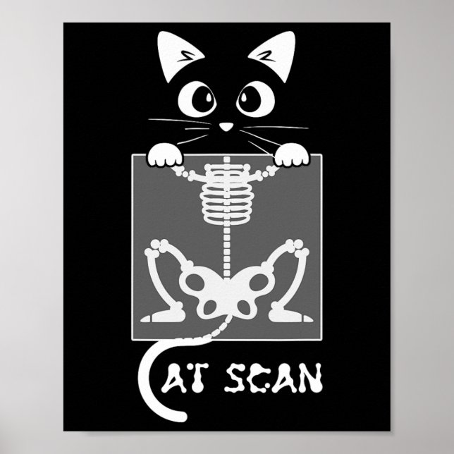 Poster Skeleton Cat Scan Ct Scaning Funny X Ray Pun mème (Devant)