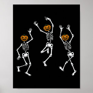 Poster Skeleton Citrouille Danser Halloween Éffrayant Bon