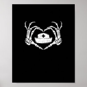 Poster Skeleton Coeur main Lazy Costume d'Halloween Drôle