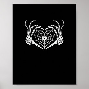 Poster Skeleton Coeur main Spiderweb Halloween Cobweb Par