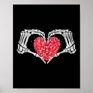 Poster Skeleton Coeur main Valentines Jour Funny Bones Lo