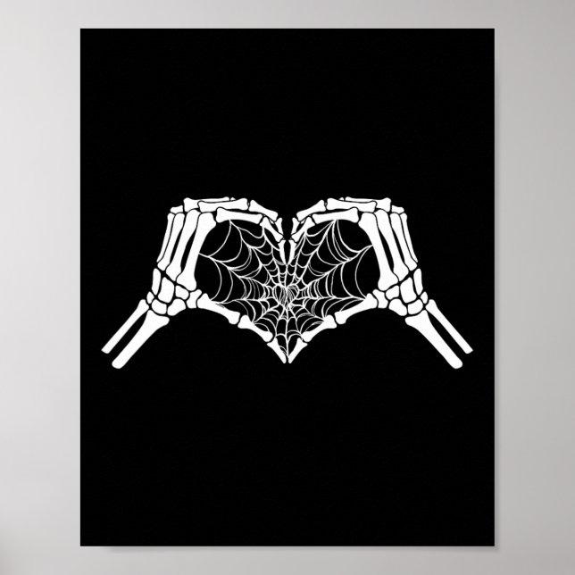 Poster Skeleton Coeur mains Spiderweb Halloween Éffrayant (Devant)
