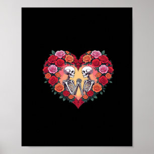 Poster Skeleton Couple Tenant Les Mains Dans Un Coeur De 