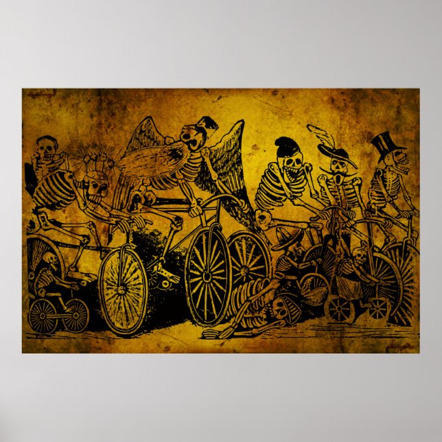 Poster Skeleton Cyclistes par José Guadalupe Posada (Devant)