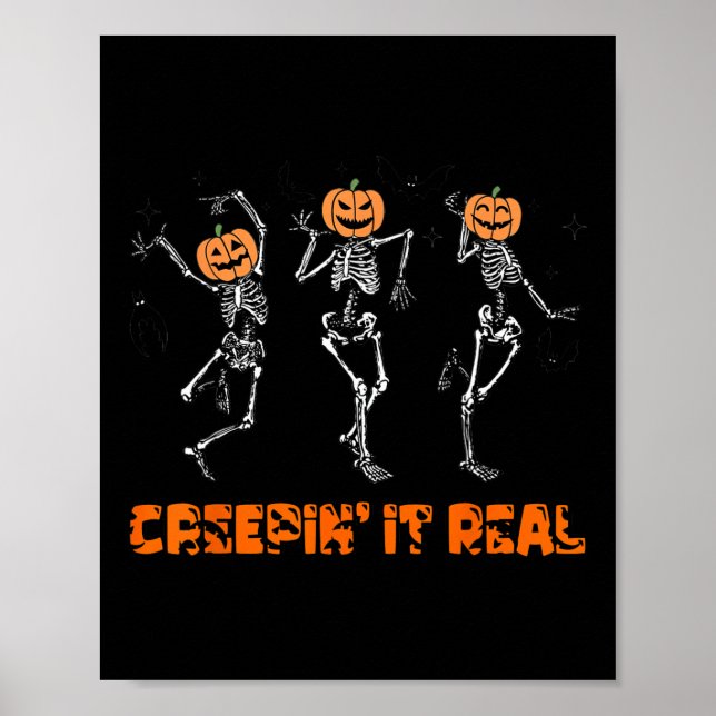 Poster Skeleton Dansant Creeping It Real Halloween Drôle (Devant)