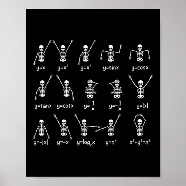 Poster Skeleton Danse Chiffres Équation Math Enseignant H (Devant)