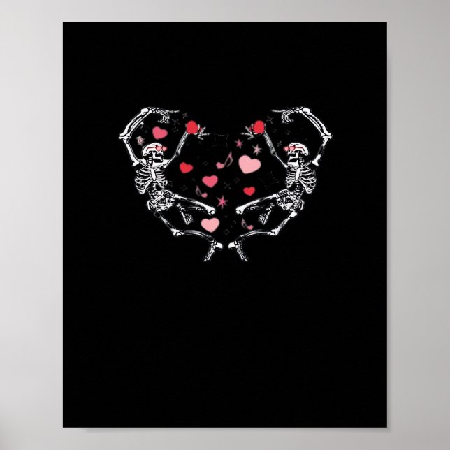 Poster Skeleton Danser Coeur Saint Valentin Cadeau Crâne (Devant)