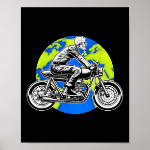 Poster Skeleton équitation Jour des terres de moto Cool E