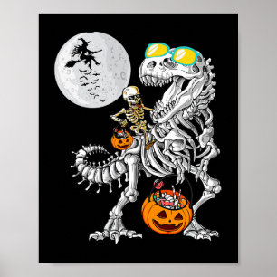 Poster Skeleton équitation maman Dinosaur T Rex Halloween