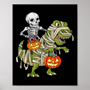 Poster Skeleton équitation maman Dinosaur T rex Halloween