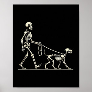 Poster Skeleton Et Chien Lazy Costume Halloween Drôle Sku