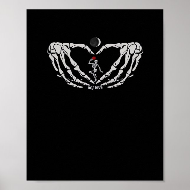 Poster Skeleton Femme Avec Rouge Dans Le Coeur Fait De Ma (Devant)