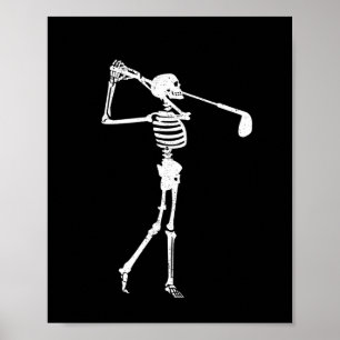 Poster Skeleton Golfer Funny Halloween Golf Sport