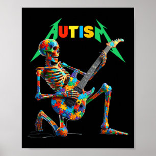 Poster Skeleton Guitar Player Rock Music Sensibilisation 