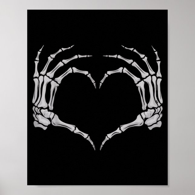 Poster Skeleton Hand Heart Halloween Valentines Matching  (Devant)